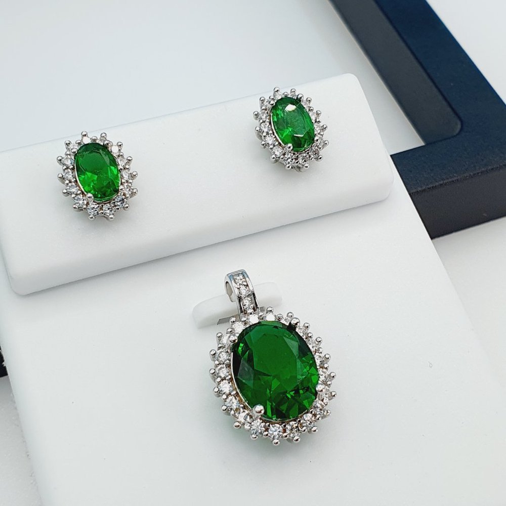 "925 Sterling Silver Cubic Zircon Jewelry Set, UU1P7A7058 - Picture 3 of 8